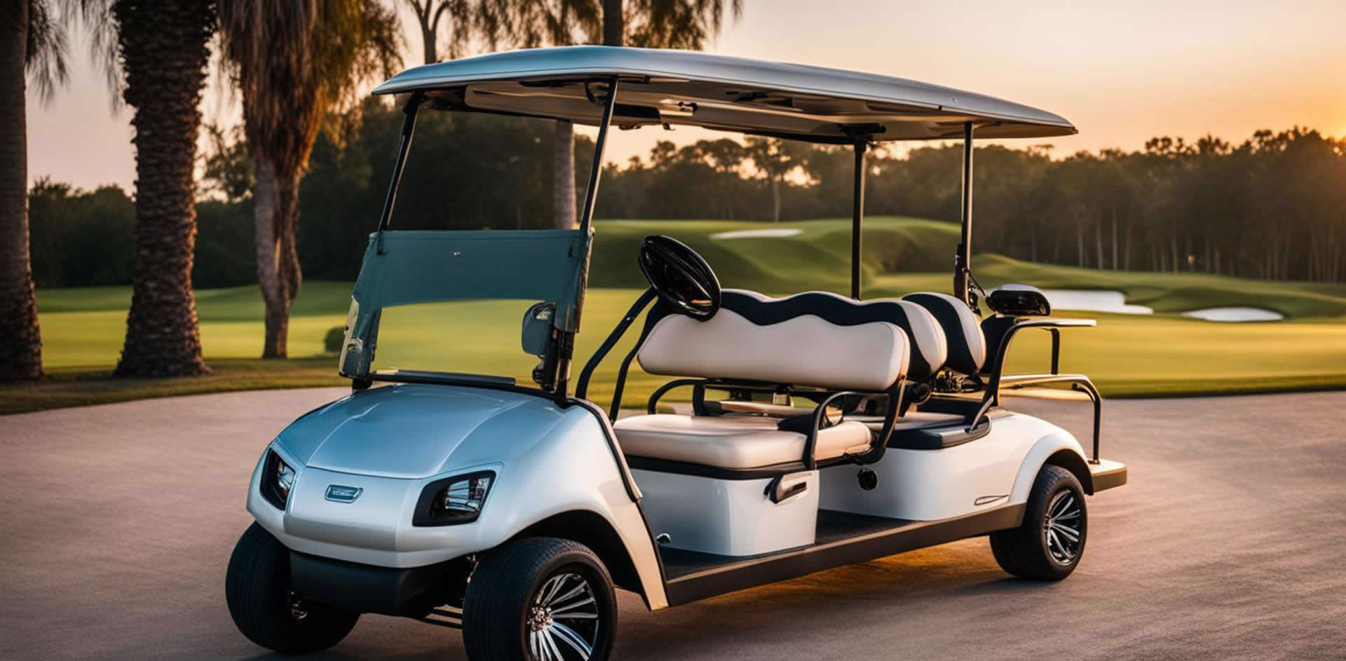A golf cart parked in a golf club